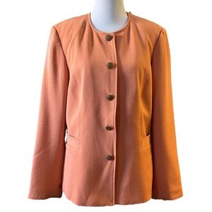 VINTAGE MARGARET FRANCES BLAZER JACKET PEACH FUZZ ORANGE SIZE 12